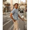 imagePJ PAUL JONES Mens TShirts Knit Short Sleeve Crewneck Shirt Casual Textured Pullover TeesLight Grey