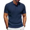 imagePJ PAUL JONES Mens Knit Polo Shirt Short Sleeve Textured Polo Shirts Casual Summer Collared Polo T ShirtNavy Blue
