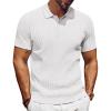 imagePJ PAUL JONES Mens Knit Polo Shirt Short Sleeve Textured Polo Shirts Casual Summer Collared Polo T ShirtWhite