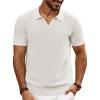 imagePJ PAUL JONES Mens Polo Shirts Short Sleeve Textured Knit VNeck Polo T Shirt Business Casual Golf ShirtsWhite