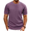imagePJ PAUL JONES Mens TShirts Knit Short Sleeve Crewneck Shirt Casual Textured Pullover TeesPurple