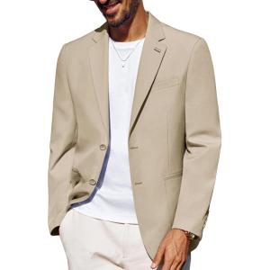 imagePJ PAUL JONES Mens Blazer Casual Linen Sport Coat Two Button Lightweight Suit Blazer JacketsKhaki