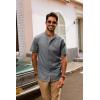 imagePJ PAUL JONES Mens Button Down Shirt Lightweight Shirts Short Sleeve Band Collar Untucked ShirtDark Gray