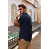imagePJ PAUL JONES Mens Button Down Shirt Lightweight Shirts Short Sleeve Band Collar Untucked ShirtNavy Blue
