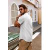 imagePJ PAUL JONES Mens Button Down Shirt Lightweight Shirts Short Sleeve Band Collar Untucked ShirtWhite