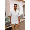 imagePJ PAUL JONES Mens Button Down Shirt Lightweight Shirts Short Sleeve Band Collar Untucked ShirtWhite