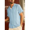 imagePJ PAUL JONES Mens Button Down Shirts Casual Short Sleeve Shirts Summer Cuban Textured ShirtsBlue