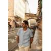 imagePJ PAUL JONES Mens Button Down Shirts Casual Short Sleeve Shirts Summer Cuban Textured ShirtsLight Gray