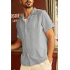 imagePJ PAUL JONES Mens Button Down Shirts Casual Short Sleeve Shirts Summer Cuban Textured ShirtsLight Gray