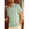 imagePJ PAUL JONES Mens Button Down Shirts Casual Short Sleeve Shirts Summer Cuban Textured ShirtsLight Green