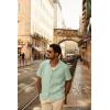 imagePJ PAUL JONES Mens Button Down Shirts Casual Short Sleeve Shirts Summer Cuban Textured ShirtsLight Green