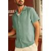 imagePJ PAUL JONES Mens Button Down Shirts Casual Short Sleeve Shirts Summer Cuban Textured ShirtsMiddle Green