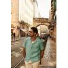 imagePJ PAUL JONES Mens Button Down Shirts Casual Short Sleeve Shirts Summer Cuban Textured ShirtsMiddle Green