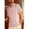 imagePJ PAUL JONES Mens Button Down Shirts Casual Short Sleeve Shirts Summer Cuban Textured ShirtsPink