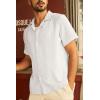 imagePJ PAUL JONES Mens Button Down Shirts Casual Short Sleeve Shirts Summer Cuban Textured ShirtsWhite