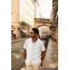 imagePJ PAUL JONES Mens Button Down Shirts Casual Short Sleeve Shirts Summer Cuban Textured ShirtsWhite