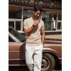 imagePJ PAUL JONES Mens TShirts Short Sleeve Crewneck Knit TShirt Casual Lightweight Solid Knitted TeesApricot