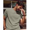 imagePJ PAUL JONES Mens TShirts Short Sleeve Crewneck Knit TShirt Casual Lightweight Solid Knitted TeesBean Green
