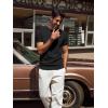 imagePJ PAUL JONES Mens TShirts Short Sleeve Crewneck Knit TShirt Casual Lightweight Solid Knitted TeesBlack