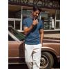 imagePJ PAUL JONES Mens TShirts Short Sleeve Crewneck Knit TShirt Casual Lightweight Solid Knitted TeesBlue