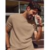 imagePJ PAUL JONES Mens TShirts Short Sleeve Crewneck Knit TShirt Casual Lightweight Solid Knitted TeesCamel