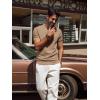 imagePJ PAUL JONES Mens TShirts Short Sleeve Crewneck Knit TShirt Casual Lightweight Solid Knitted TeesCamel