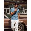 imagePJ PAUL JONES Mens TShirts Short Sleeve Crewneck Knit TShirt Casual Lightweight Solid Knitted TeesGrey Blue