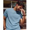 imagePJ PAUL JONES Mens TShirts Short Sleeve Crewneck Knit TShirt Casual Lightweight Solid Knitted TeesGrey Blue
