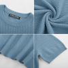 imagePJ PAUL JONES Mens TShirts Short Sleeve Crewneck Knit TShirt Casual Lightweight Solid Knitted TeesGrey Blue