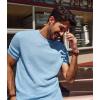 imagePJ PAUL JONES Mens TShirts Short Sleeve Crewneck Knit TShirt Casual Lightweight Solid Knitted TeesLight Blue