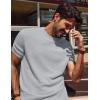 imagePJ PAUL JONES Mens TShirts Short Sleeve Crewneck Knit TShirt Casual Lightweight Solid Knitted TeesLight Gray
