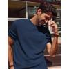 imagePJ PAUL JONES Mens TShirts Short Sleeve Crewneck Knit TShirt Casual Lightweight Solid Knitted TeesRoyal Blue