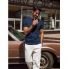 imagePJ PAUL JONES Mens TShirts Short Sleeve Crewneck Knit TShirt Casual Lightweight Solid Knitted TeesRoyal Blue