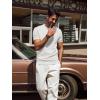 imagePJ PAUL JONES Mens TShirts Short Sleeve Crewneck Knit TShirt Casual Lightweight Solid Knitted TeesWhite