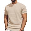 imagePJ PAUL JONES Mens TShirts Short Sleeve Crewneck Knit TShirt Casual Lightweight Solid Knitted TeesApricot