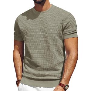 imagePJ PAUL JONES Mens TShirts Short Sleeve Crewneck Knit TShirt Casual Lightweight Solid Knitted TeesBean Green