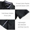 imagePJ PAUL JONES Mens Button Down Short Sleeve Shirt Casual Wrinkle Free Dress Shirt with Flip Print CuffBlack