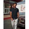 imagePJ PAUL JONES Mens Button Down Short Sleeve Shirt Casual Wrinkle Free Dress Shirt with Flip Print CuffBlack