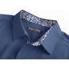 imagePJ PAUL JONES Mens Button Down Short Sleeve Shirt Casual Wrinkle Free Dress Shirt with Flip Print CuffDenim Blue