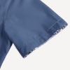 imagePJ PAUL JONES Mens Button Down Short Sleeve Shirt Casual Wrinkle Free Dress Shirt with Flip Print CuffDenim Blue