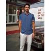 imagePJ PAUL JONES Mens Button Down Short Sleeve Shirt Casual Wrinkle Free Dress Shirt with Flip Print CuffDenim Blue