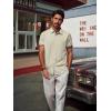 imagePJ PAUL JONES Mens Button Down Short Sleeve Shirt Casual Wrinkle Free Dress Shirt with Flip Print CuffKhaki