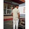 imagePJ PAUL JONES Mens Button Down Short Sleeve Shirt Casual Wrinkle Free Dress Shirt with Flip Print CuffKhaki