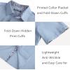 imagePJ PAUL JONES Mens Button Down Short Sleeve Shirt Casual Wrinkle Free Dress Shirt with Flip Print CuffLight Blue