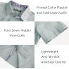 imagePJ PAUL JONES Mens Button Down Short Sleeve Shirt Casual Wrinkle Free Dress Shirt with Flip Print CuffLight Grey Green