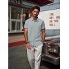 imagePJ PAUL JONES Mens Button Down Short Sleeve Shirt Casual Wrinkle Free Dress Shirt with Flip Print CuffLight Grey Green