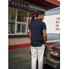 imagePJ PAUL JONES Mens Button Down Short Sleeve Shirt Casual Wrinkle Free Dress Shirt with Flip Print CuffNavy Blue