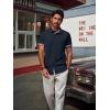 imagePJ PAUL JONES Mens Button Down Short Sleeve Shirt Casual Wrinkle Free Dress Shirt with Flip Print CuffNavy Blue