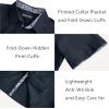 imagePJ PAUL JONES Mens Button Down Short Sleeve Shirt Casual Wrinkle Free Dress Shirt with Flip Print CuffNavy Blue