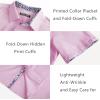 imagePJ PAUL JONES Mens Button Down Short Sleeve Shirt Casual Wrinkle Free Dress Shirt with Flip Print CuffPink